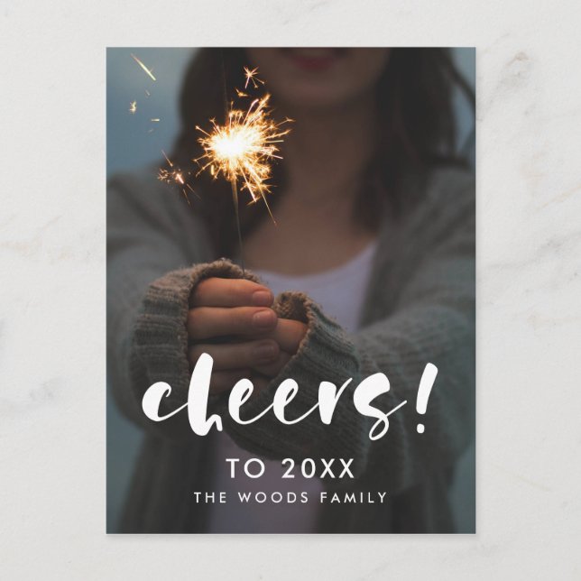 Modern manus Cheers till 2026 års nyårsobjekt Vykort (Framsida)
