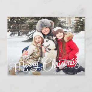 modern manus christmas-familjen hälsning vykort