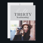 Modern manus- och geometrisk 30års födelsedag-foto<br><div class="desc">Modern manus och geometrisk 30-årsfoto inbjudan. Geometric backer mönster. Färg kan ändras.</div>