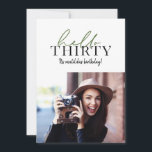 Modern manus- och geometrisk 30års födelsedag-foto<br><div class="desc">Modern manus och geometrisk 30-årsfoto inbjudan. Geometrisk bakare mönster färg kan ändras.</div>