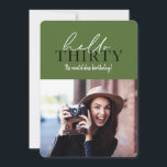 Modern manus- och geometrisk 30års födelsedag-foto<br><div class="desc">Modern manus och geometrisk 30-årsfoto inbjudan. Geometric backer mönster. Färg kan ändras.</div>