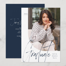 Modern manus student marin ett foto studenten inbjudningar