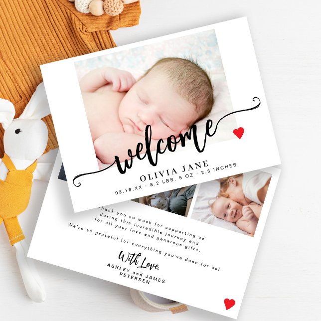 Modern manus välkomnar nyfödd bebis fotokollage meddelande (Skapare uppladdad)