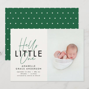 Modern manusbild hej liten ett födelsemeddelande