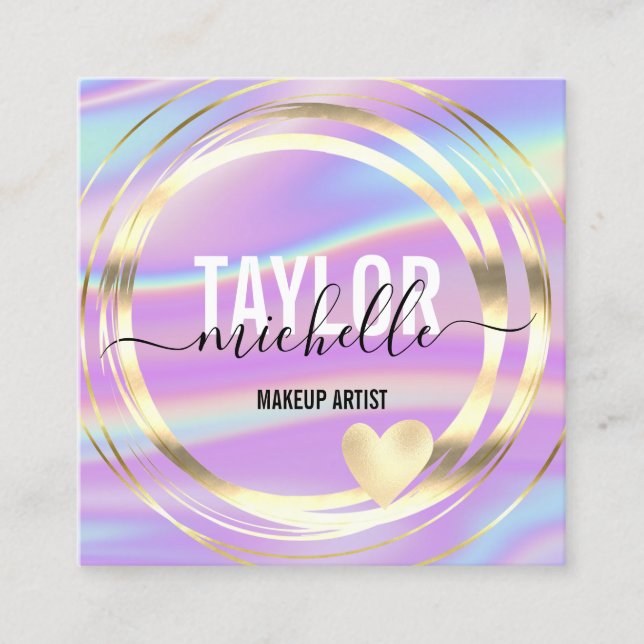 modern manusholografisk glitter-fyrkantighet fyrkantigt visitkort (Framsida)