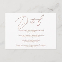 Modern manuskalligrafi mocha och vit bröllop tilläggskort