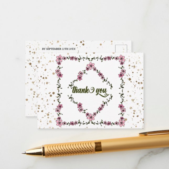 Modern manusskrift för Rustic blommigt ram mönster Tilläggskort (Fram/Back In Situ)