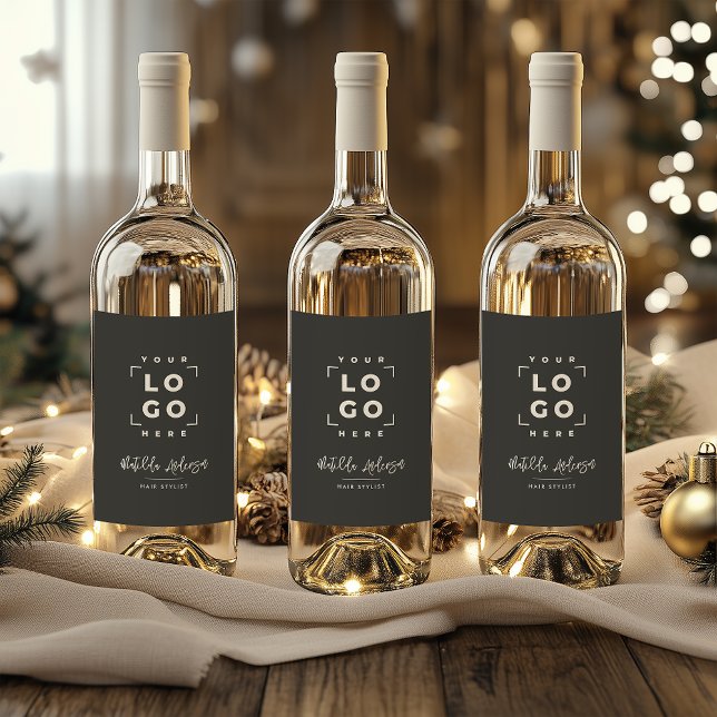 Modern manusskript - ditt logotyp-varumärke - svar vinflaska etikett (Skapare uppladdad)