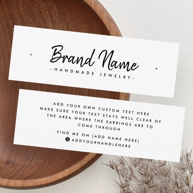 Modern manusskript, minsta visning för studiereser litet visitkort (Modern script minimal stud earring display card)