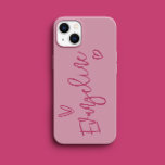 Modern manustypografi rosa girly elegant<br><div class="desc">Modern minimal rosa av hjärttypografi-skript,  giglisk elegant,  enkel,  unik personlig-telefonfodral.</div>