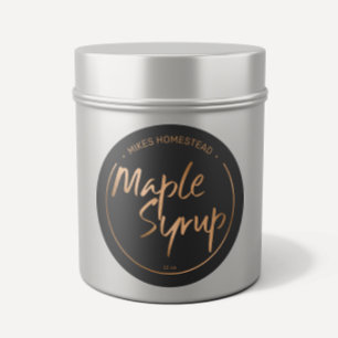 Modern maple-sirap-koppar Guld och svart Runt Klistermärke