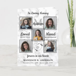 Modern marble 5 Photo Collage Memorial-begravning Program