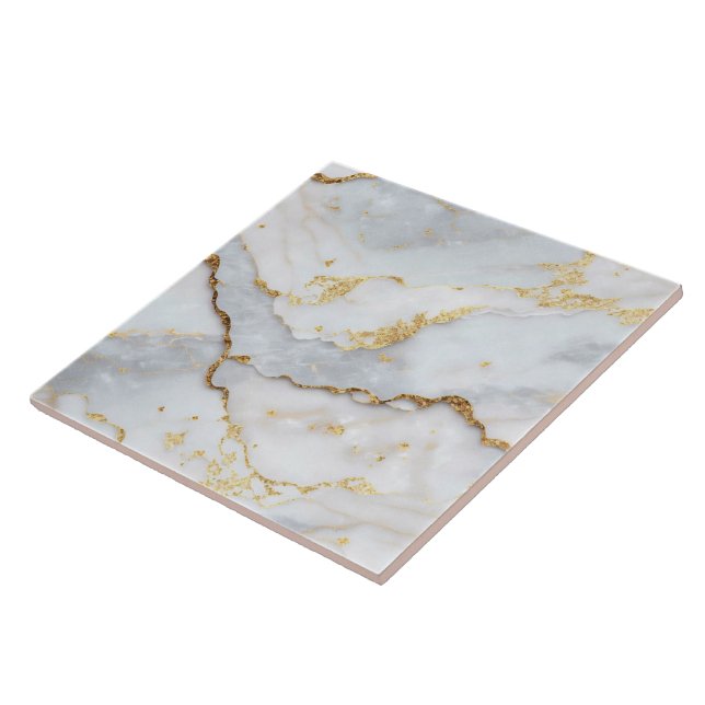 Modern marble Agate White Guld-samling Kakelplatta (Sidan)