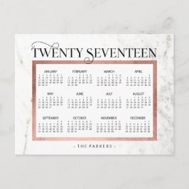 Modern Marble and Faux Ro Guld 2017 Calendar Helg Vykort