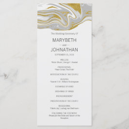 Modern marble and Guld Bröllopsprogram Card Program