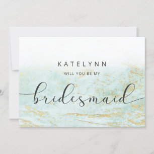 Modern Marble Aqua Bridesmaid Frieri kort