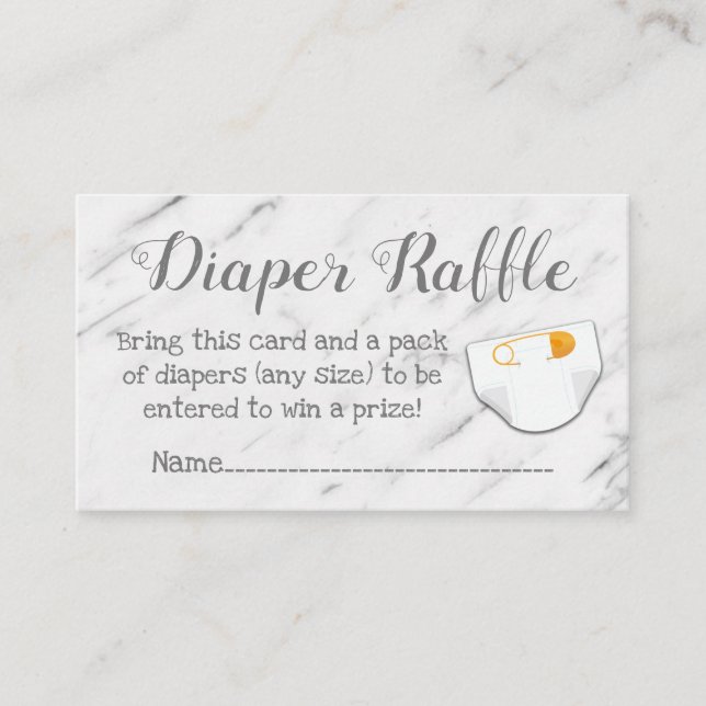 Modern marble Baby Shower Diaper Raffle Card Tilläggskort (Framsida)