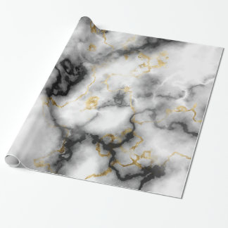 Modern marble Black and White Guld Wrapping Pappra Presentpapper
