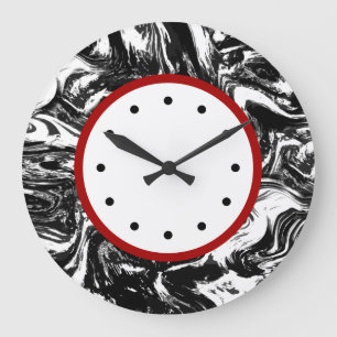 Modern marble Black and White-Trendig Stor Klocka
