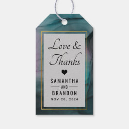 Modern Marble Bläck Tvättar Mönster Tack Favor Presentetikett