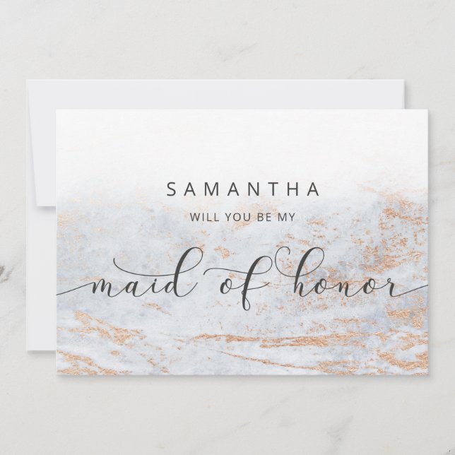 Modern marble Blue Maid of honor Frieri kort (Framsida)