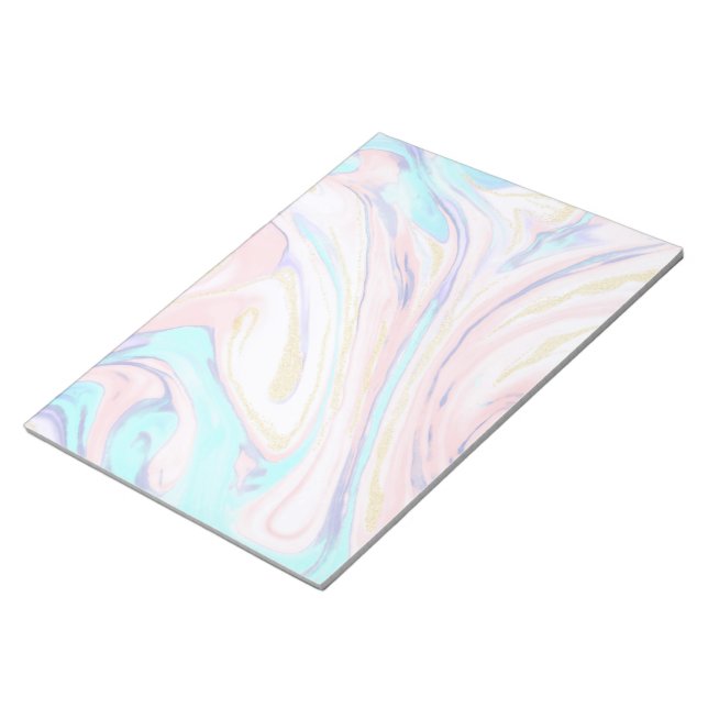 Modern Marble Blue Rosa Guld Glitter Anteckningsblock (Vinklad)