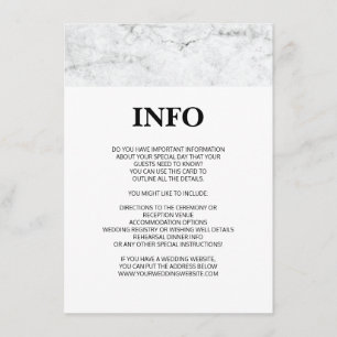 Modern marble bröllop-information/informationskort tilläggskort