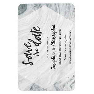 Modern Marble Bröllop spara datum Magnet