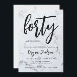 Modern marble Brushed 40:e födelsedagsinbjudan Inbjudningar<br><div class="desc">Anpassningsbar Grått Marble Struktur Man Typography 40th Birthday Invation // // This inbjudan är en del av en matchande samling///////</div>