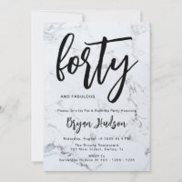 Modern marble Brushed 40:e födelsedagsinbjudan