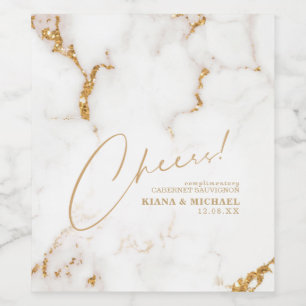 Modern Marble Cheers Dusty Guld ID816 Vinflaska Etikett