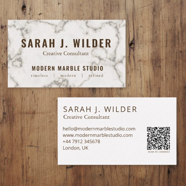 Modern Marble Creative Consultant Business Card Visitkort (Add your details to this modern marble business card)