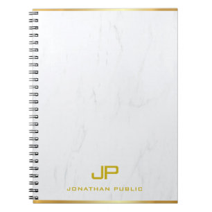 Modern marble Elegant Guld Monogram Anteckningsbok