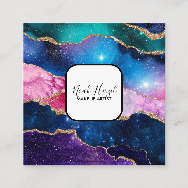 Modern marble elegant makeup artist fyrkantigt visitkort (Framsida)