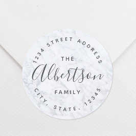 Modern Marble Family Namn Returadress Runt Klistermärke