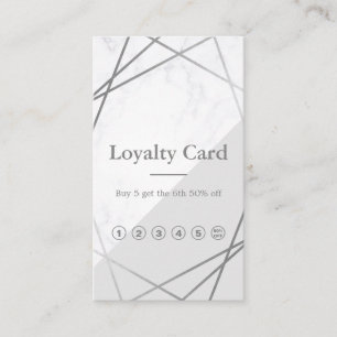 Modern marble Geometric Silver Grått Loyalty Visitkort