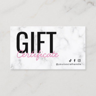 Modern marble Gift-certifikat  Visitkort