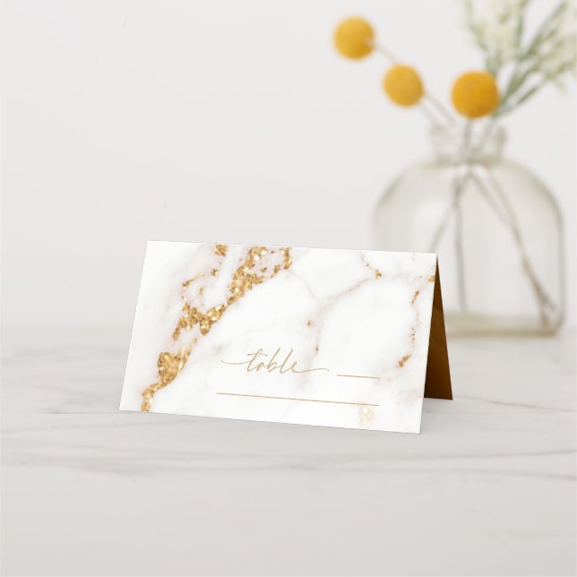 Modern Marble Glitter Bord Ställe Guld ID816 Placeringskort (Framsida)