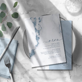 Modern Marble Glitter Bröllop Dusty Blue ID816