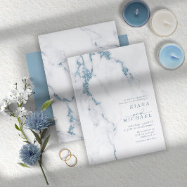 Modern Marble Glitter Bröllop Dusty Blue ID816