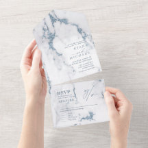 Modern Marble Glitter Bröllop Dusty Blue ID816
