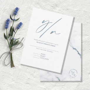 Modern Marble Glitter Bröllop Dusty Blue ID816 OSA Kort