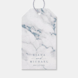 Modern Marble Glitter Bröllop Dusty Blue ID816 Presentetikett