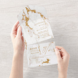 Modern Marble Glitter Bröllop Guld, ID816