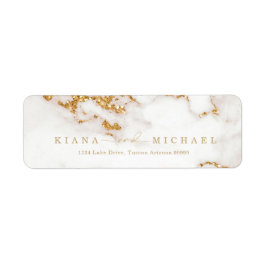 Modern Marble Glitter Bröllop Guld, ID816 Returadress Etikett