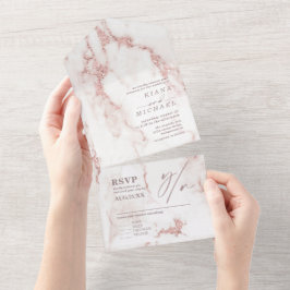 Modern Marble Glitter Bröllop Ro Guld ID816