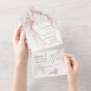 Modern Marble Glitter Bröllop Ro Guld ID816