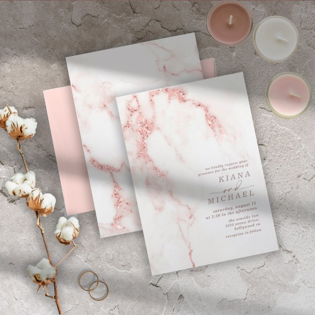 Modern Marble Glitter Bröllop Ro Guld ID816 (Skapare uppladdad)