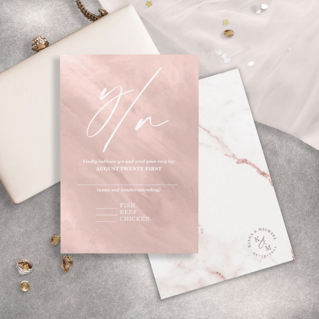 Modern Marble Glitter Bröllop Ro Guld ID816 OSA Kort (Skapare uppladdad)