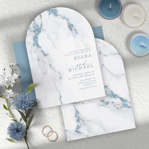 Modern Marble Glitter Dusty Blue Arch ID816 Inbjudningar